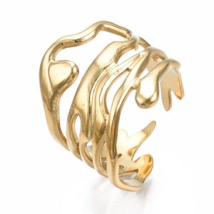 Bague réglable large au design doré contemporain