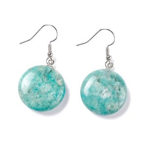 Boucles d’oreilles pendantes rondes en amazonite