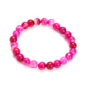 Bracelet mixte élastique en pierres naturelles agate rayée 8 mm