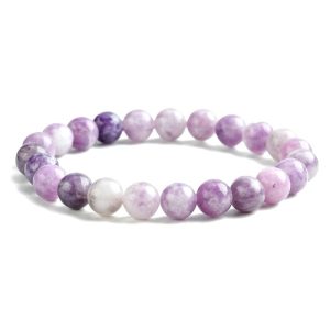 Bracelet mixte élastique en pierres naturelles lépidolite 8 mm