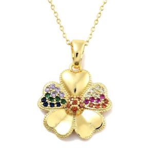 Collier Fleur Zirconiums multicolores