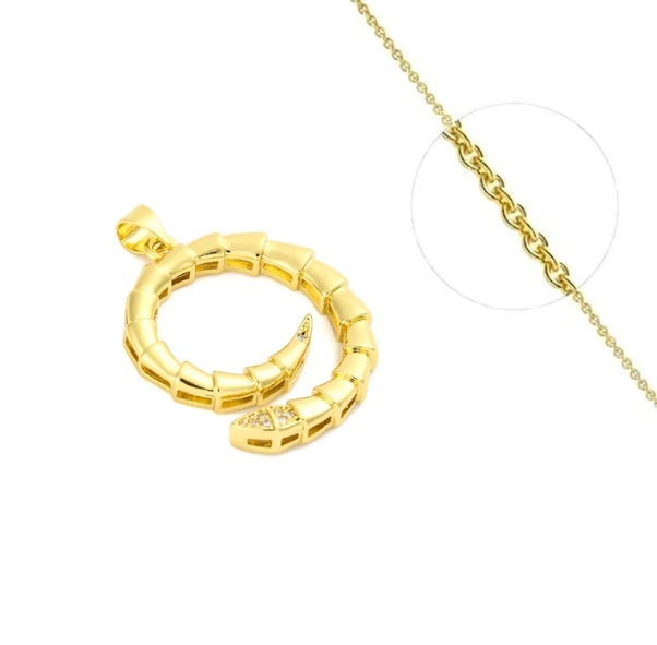 Collier Serpent Zirconiums Blancs Sertis Doré à l’Or Fin Collier Serpent Zirconiums Blancs