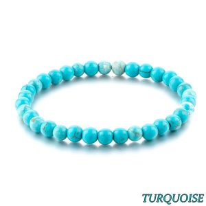Bracelet en Turquoise Naturelle 6 mm LFAB Bijoux
