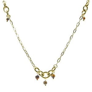 Collier Œil de tigre avec chaîne dorée