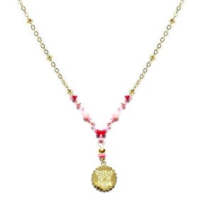 Collier Tête de Tigre en Rhodonite
