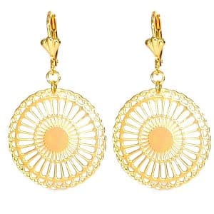 Boucles d'oreilles pendantes rosace filigrane soleil