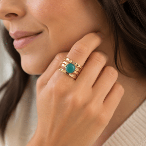 Bague 4 rangs en amazonite naturelle