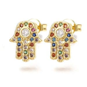 Boucles d'oreilles orientales main de Fatma aux zirconiums