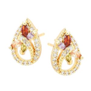 Boucles d'oreilles dorées oxydes multicolores