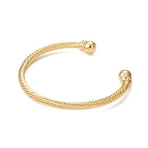 Bracelet jonc manchette torsadé plaqué or