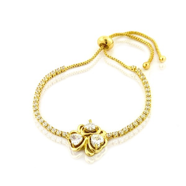Bracelet Souple Petits Cœurs Strassés Plaqué Or Bracelet souple petits cœurs strassés plaqué or