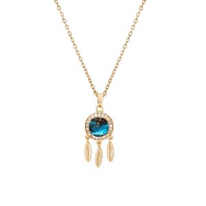Collier doré attrape-rêve avec zirconiums