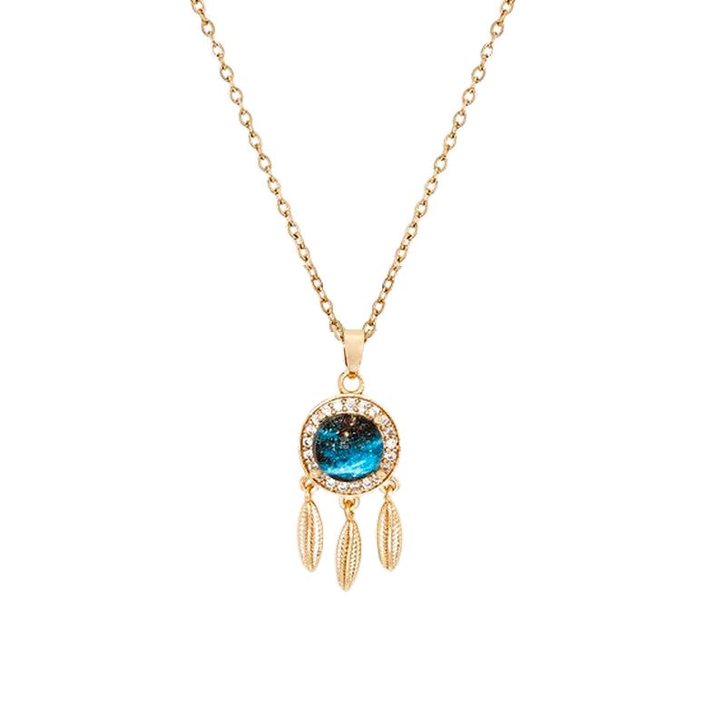 Collier Attrape-Rêve Doré aux Zirconiums Collier doré attrape-rêve avec zirconiums