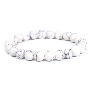 Bracelet en Howlite Naturelle 8 mm LFAB Bijoux