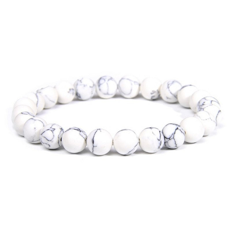 Bracelet en Howlite Naturelle 8 mm Bracelet en Howlite Naturelle 8 mm LFAB Bijoux