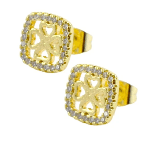 Boucles d’oreilles carrées trèfle en zirconiums
