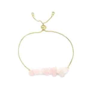 Bracelet réglable doré avec pierres naturelles de quartz rose de 8 mm