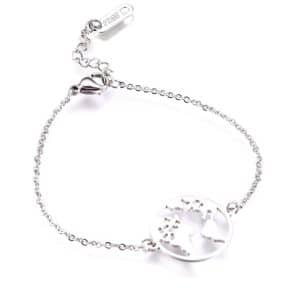 Bracelet acier 316 argenté terre globe