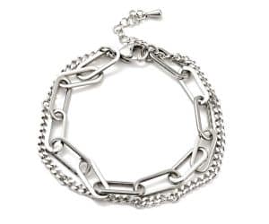 Bracelet acier inoxydable double rangée