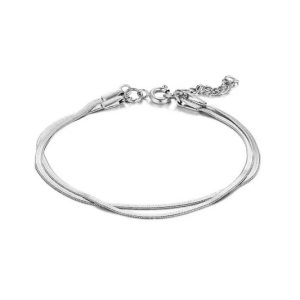 Bracelet double rang maille serpent en acier
