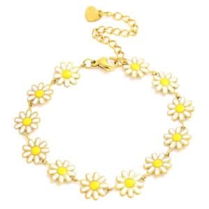 Bracelet marguerites en acier pour femme ou enfant
