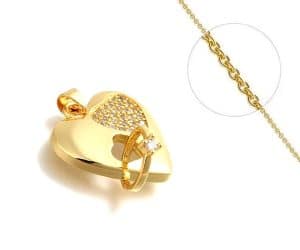 Collier cœur avec bague entrelacée et zirconiums