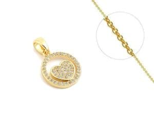 Collier cœur entouré d’un cercle et zirconiums