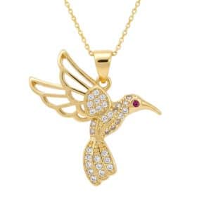 Collier colibri doré avec zirconiums
