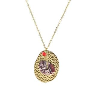 Collier en acier inoxydable avec agate rouge – 41 + 5 cm