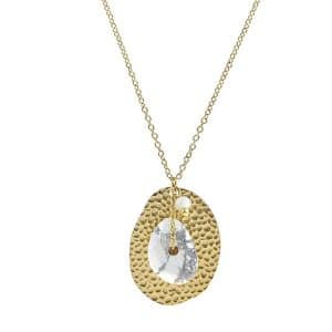 Collier en acier inoxydable avec howlite – 41 + 5 cm