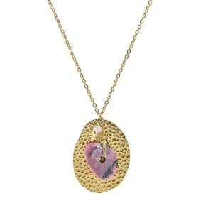 Collier en acier inoxydable avec rhodonite – 41 + 5 cm