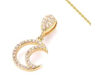 Collier lune doré et zirconium CZ