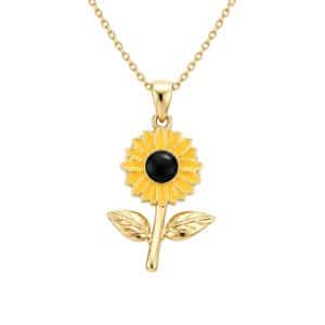 Collier chaîne et pendentif fleur doré à l’or fin