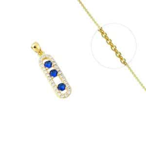 Collier doré avec pendentif danseuse orné de trois zirconiums bleus